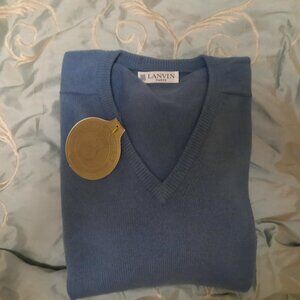 LANVIN Gorgeous Blue Gentlemen's Cashmere V-neck Sweater
